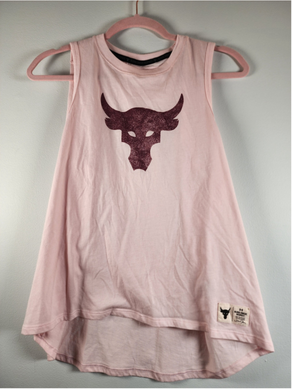 UA Project Rock Brahma Bull Tank Top Pink M 1359353 The Rock